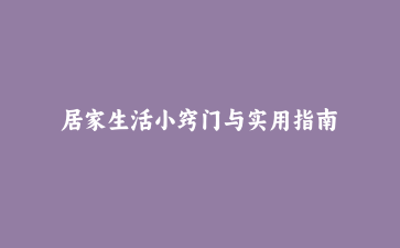 居家生活小窍门与实用指南